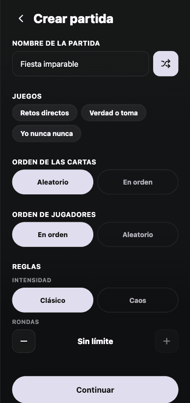 ChupiRoom — early version, screen 2
