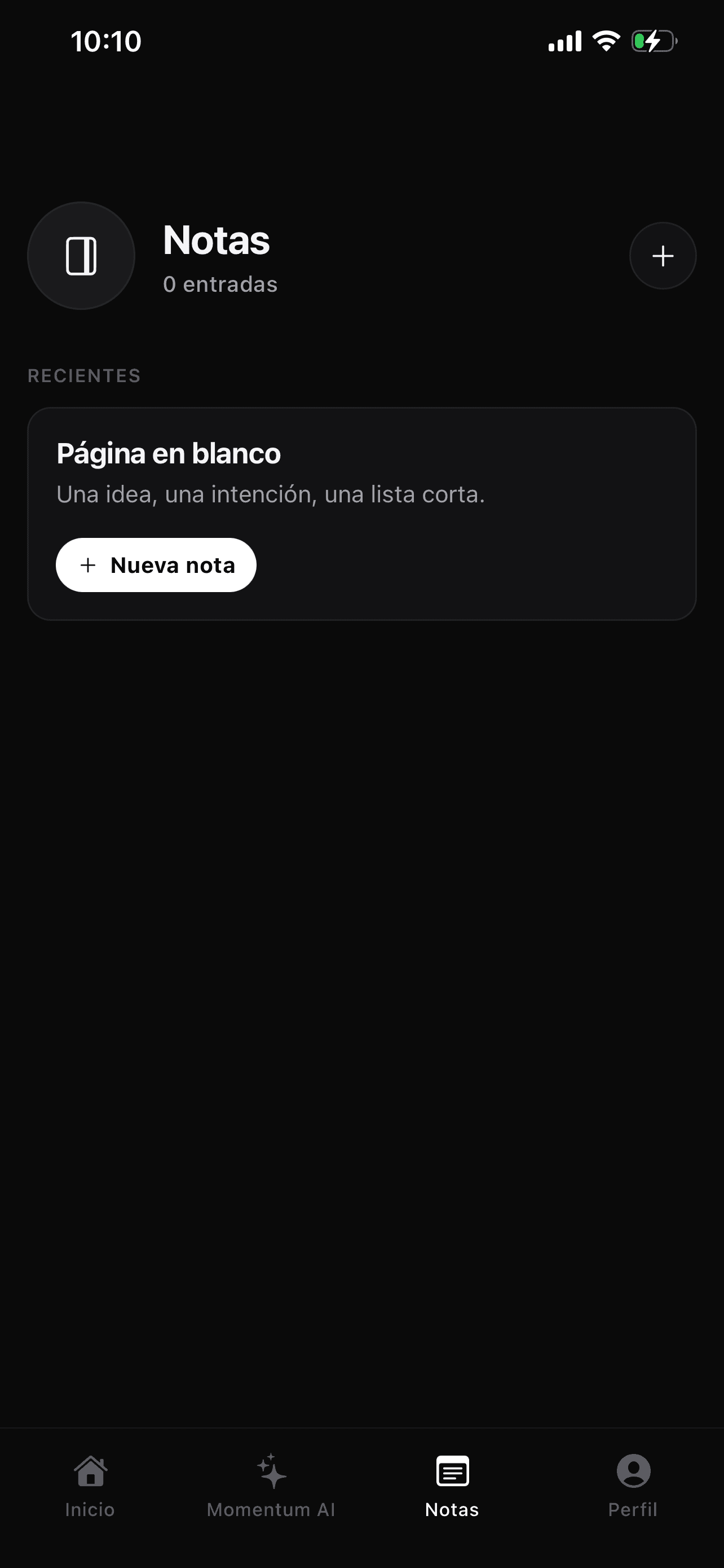 Momentum — app screen 1