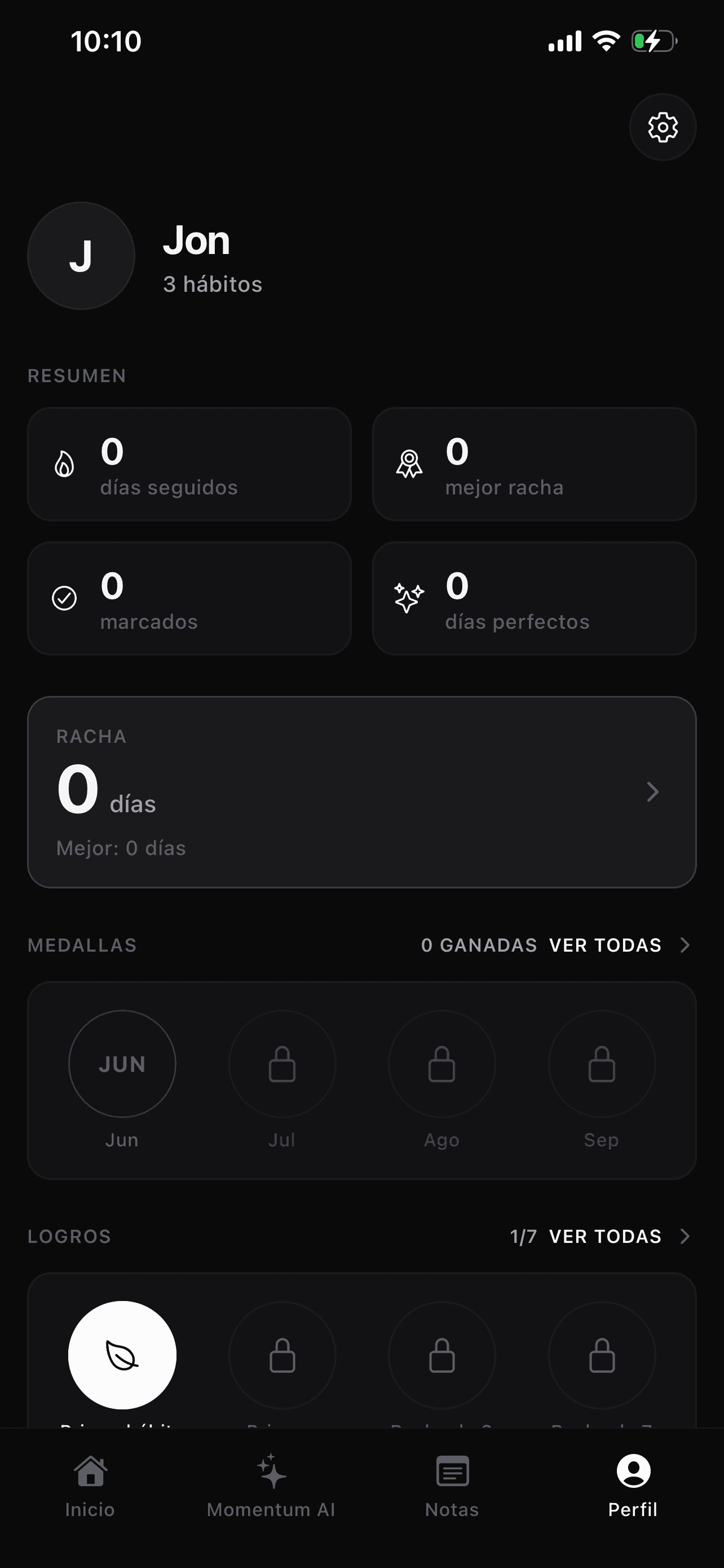 Momentum — app screen 3